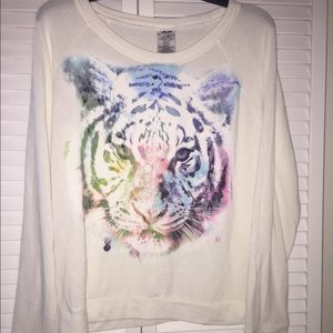 ML Sweaters - ML Multi Colored Tiger Face Sweater Top Large ML Sweaters - ML Multi Colored Tiger Face Sweater Top Large